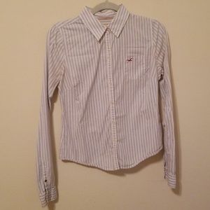 Hollister Striped Button Down Shirt with Accents